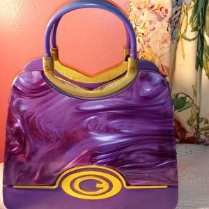 COPY - PURPLE AND GOLD WITH A LITTLE DASH OF BLUE SATCHEL HANDBAG